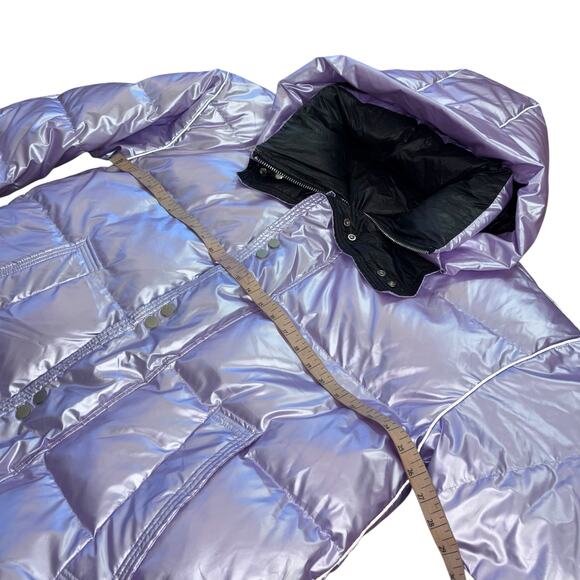 Iridescent Purple Women's Puffer Coat - Picture 6 of 16